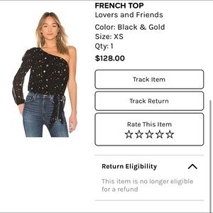 Lovers and friends size xs gold and silver one shoulder blouse